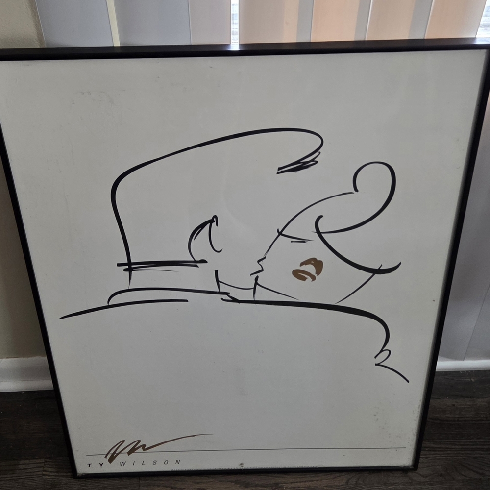 Vintage the embrace by Minimalist artist  Ty Wilson signed poster print 80s